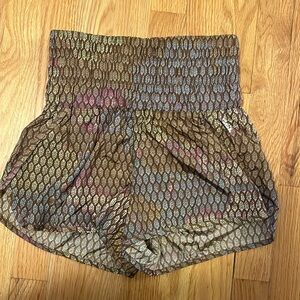 FP Movement Shorts with liner. XS. Gold w/ pinks and purples.